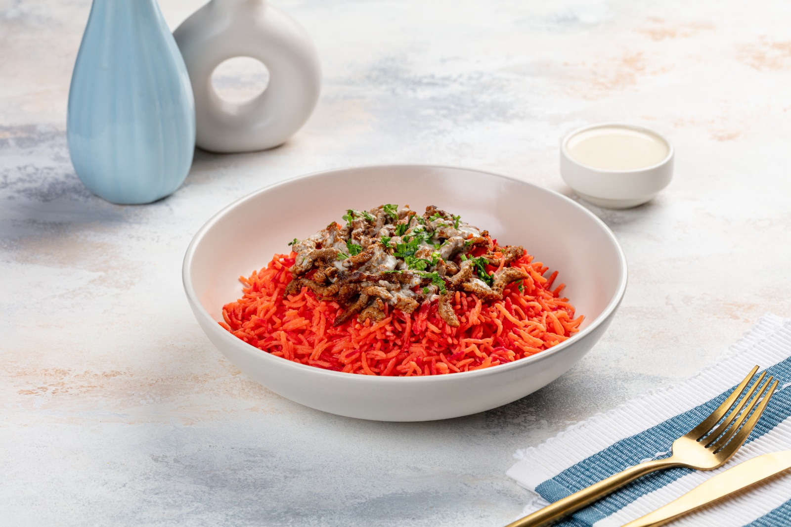 Beef Shawarma with Pink Rice