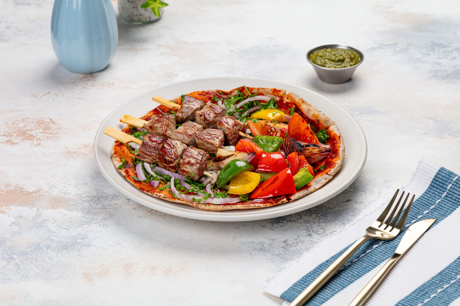 Grilled Beef Skewers with Chimichurri Sauce